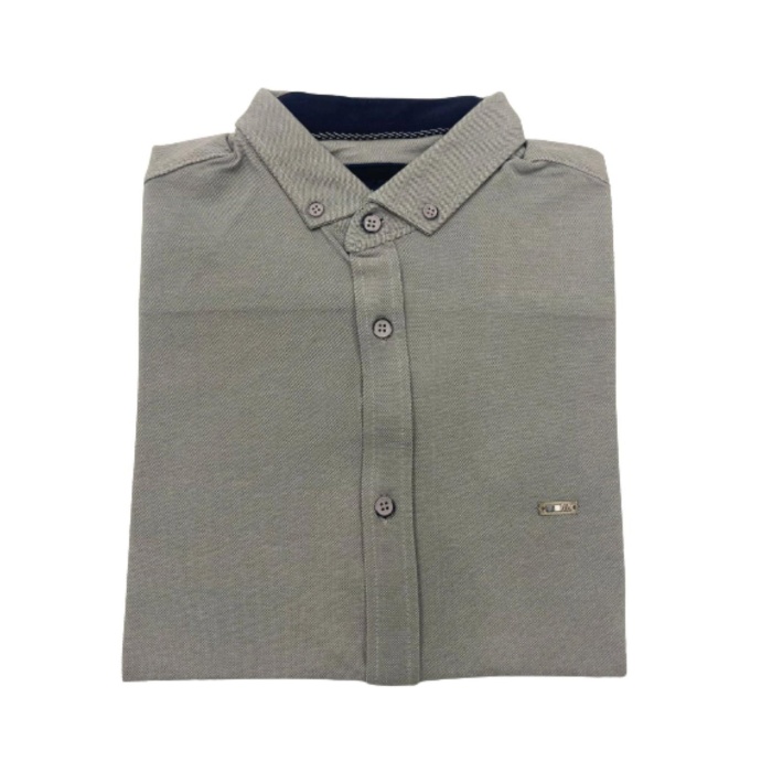 Erkek- Düz Pike Gömlek-Gri