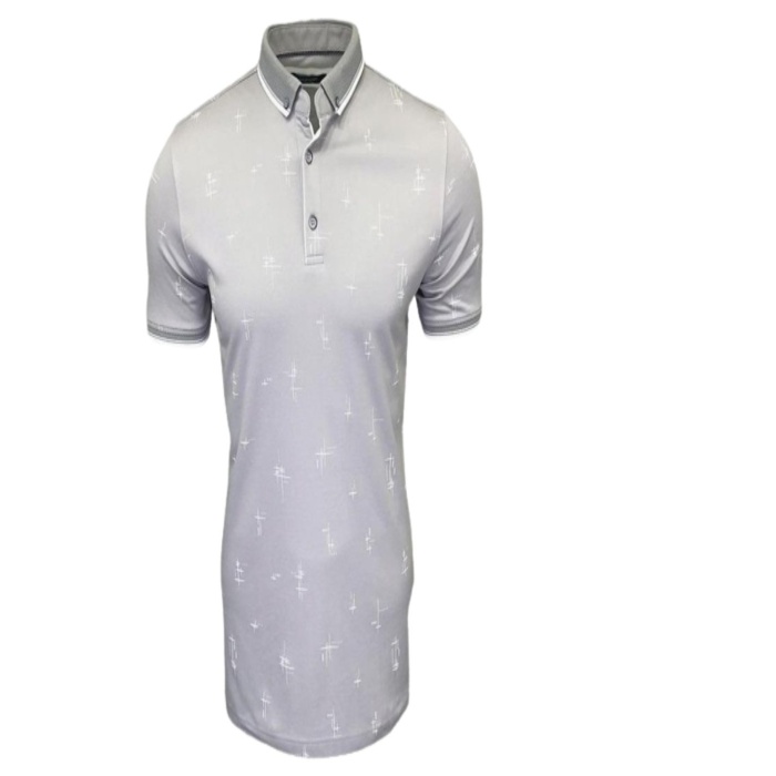 Erkek- Baskılı Mersize T-shirt- Gri