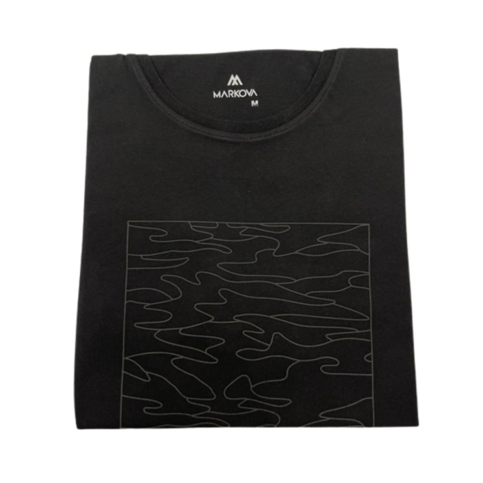 Erkek- Baskılı Badi T-shirt-Siyah