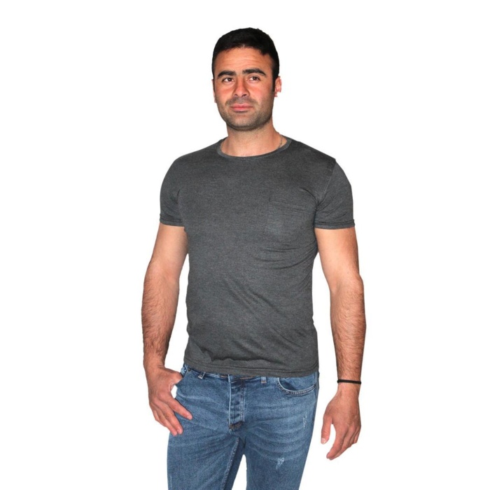 Barrels And Oil – Erkek Tek Cepli Melanj T-shirt – Antrasit