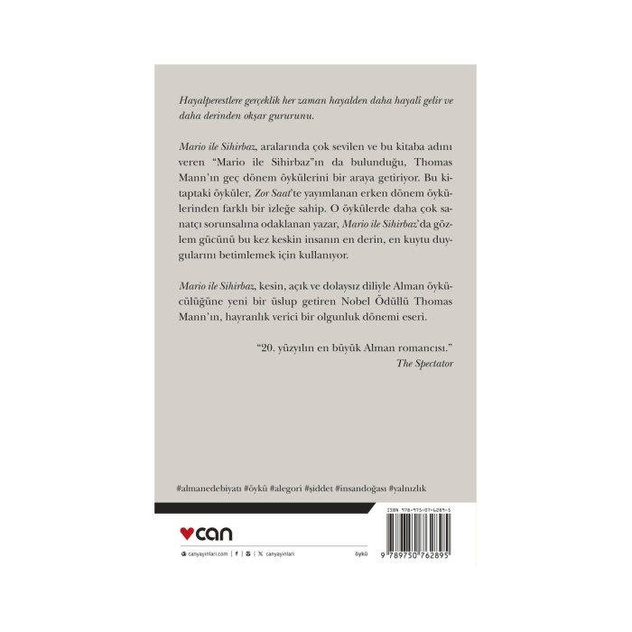 Mario İle Sihirbaz - Toplu Öyküler 2 - Thomas Mann - Can Yayınları