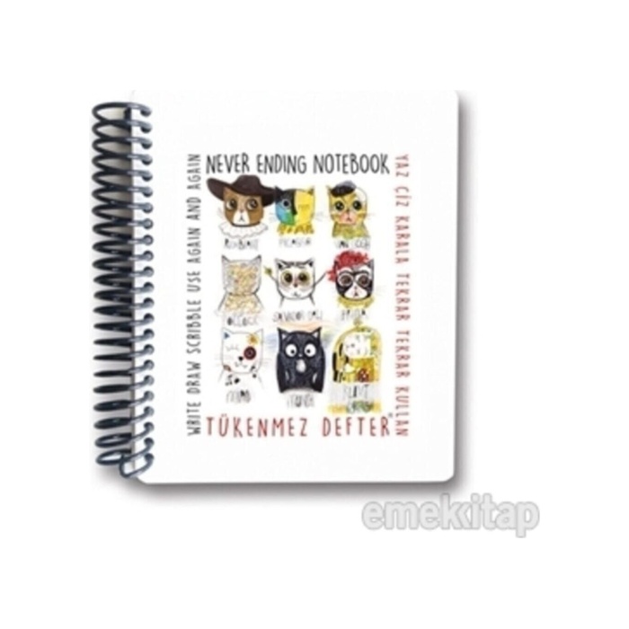 Tükenmez Not Defteri - 4 (Ressam Kediler) - 13x16 cm