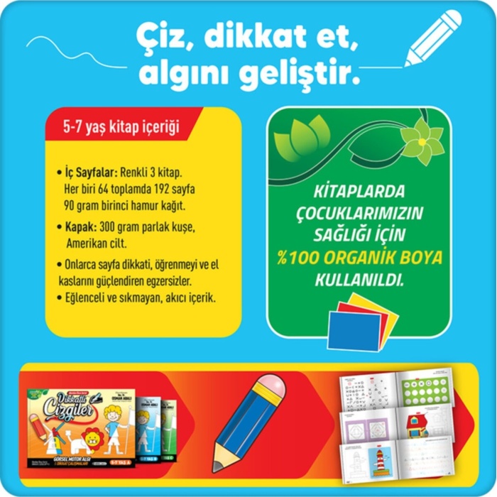 Dikkatli Çizgiler - 5-7 Yaş - (3 Kitap SET)