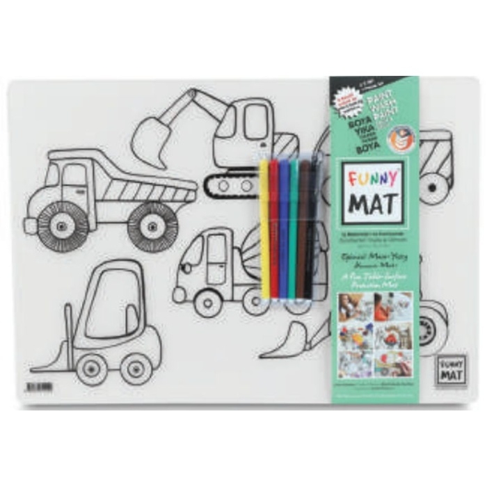 Funny Mat - İş Makineleri Ve Taşıtlar 6Lı Kalem Hediyeli 30 x 40 cm