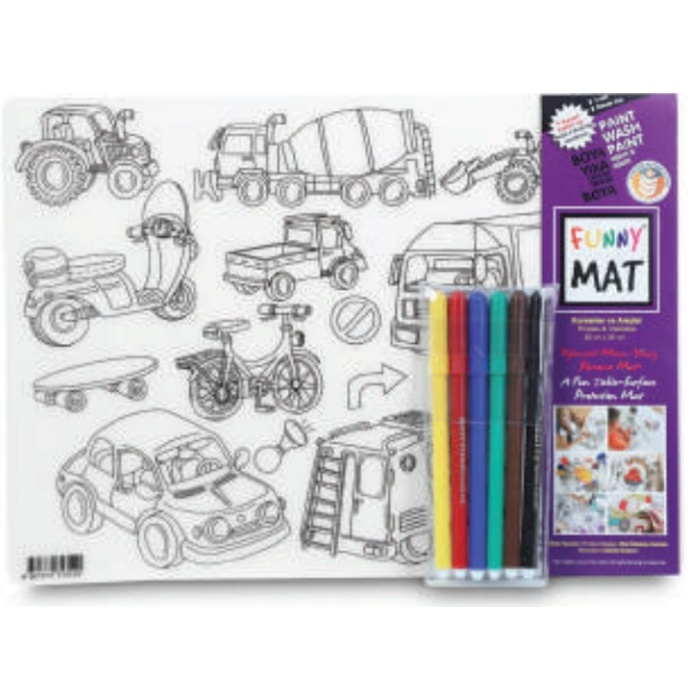 Funny Mat - Korsanlar Ve Araçlar 6Lı Kalem Hediyeli 25 x 35 cm