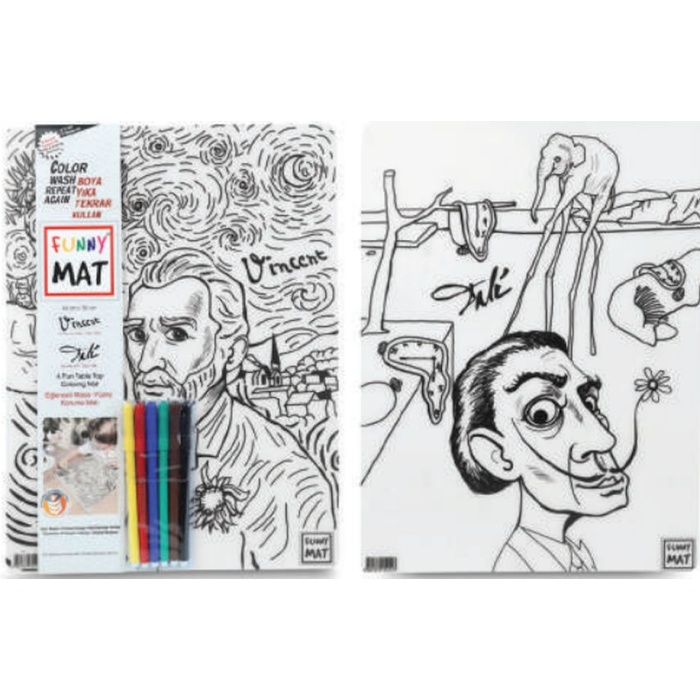 Funny Mat - Vıncent Van Gogh Ve Salvador Dalı 6Lı Kalem Hediyeli 30 x 40 cm