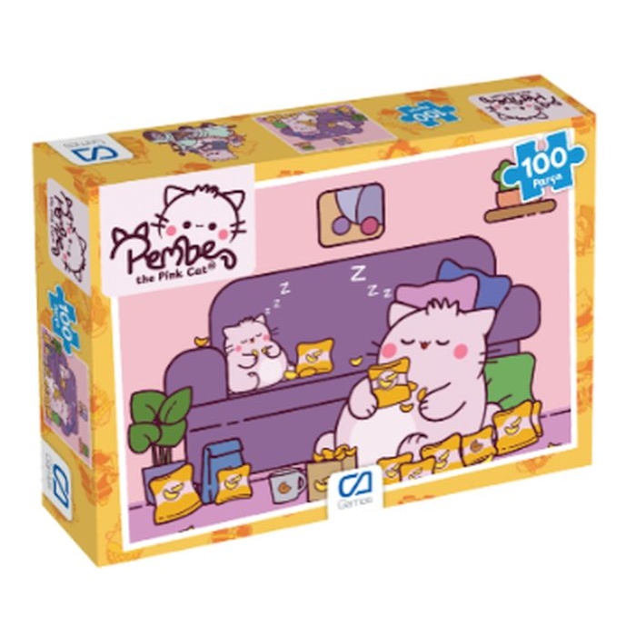 Pembe Kedi Puzzle 100