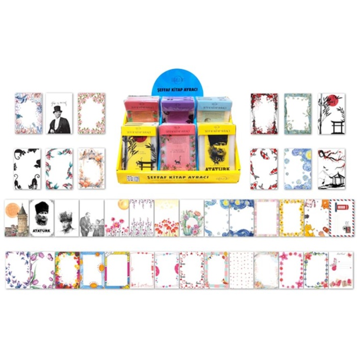 Stantlı Şeffaf Kitap Ayracı (40 Çeşit 320 Adet Ayraç)