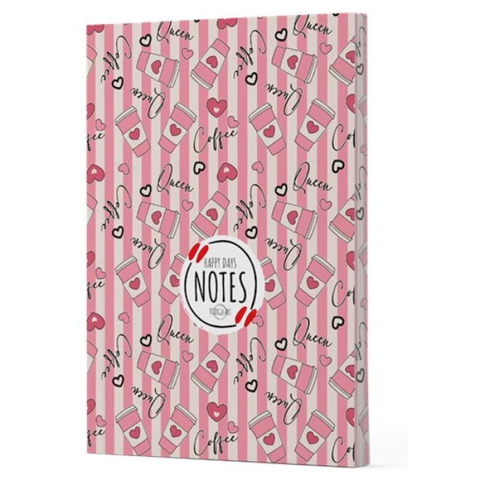 Kahve 8 - Yan Boyamalı Çizgili Defter