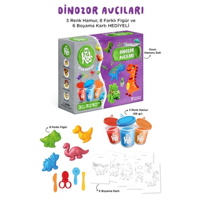 Dinozor Avcıları Oyun Hamuru Seti (17 Parça - 352 Gr)
