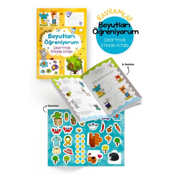 Kavramlar – Boyutları Öğreniyorum – Çıkartmalı Etkinlik Kitabı - 3 Yaş +