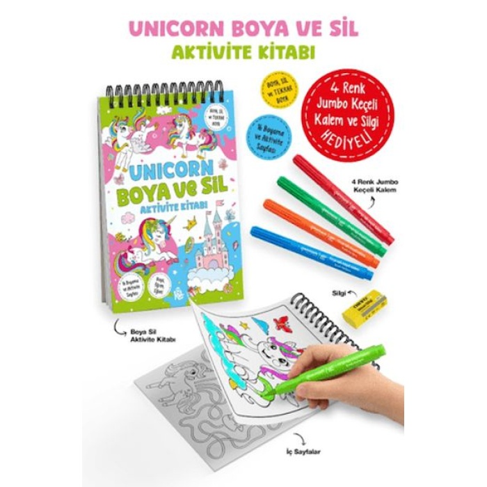Unicorn - Boya ve Sil Aktivite Kitabı / 3 Yaş +