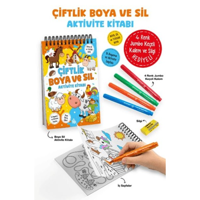 Çiftlik - Boya ve Sil Aktivite Kitabı / 3 Yaş +