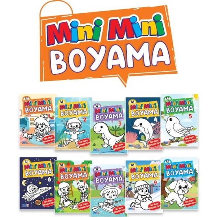 Mini Mini Boyama Kitabı Büyük Boy (10 Çeşit - 50 Kitap)