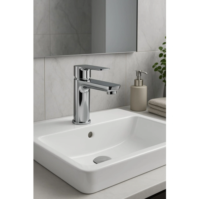 Lüks Sabit Lavabo Bataryası Tek Kollu Musluk – Su Tasarruflu Banyo & Mutfak Uyumlu ( Lisinya )
