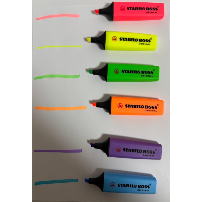 Fosforlu Kalem,  2-5 mm Uç, Su Bazlı Mürekkep, 4 Saat Kurumaya Dayanıklı 6 lı Set