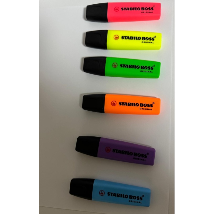 Fosforlu Kalem,  2-5 mm Uç, Su Bazlı Mürekkep, 4 Saat Kurumaya Dayanıklı 6 lı Set