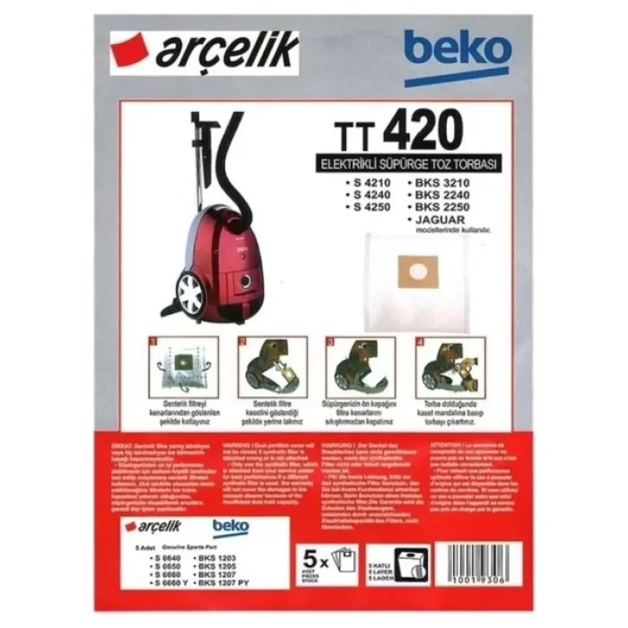 S 4240 Elektrikli Süpürge Torbası 5 ADET