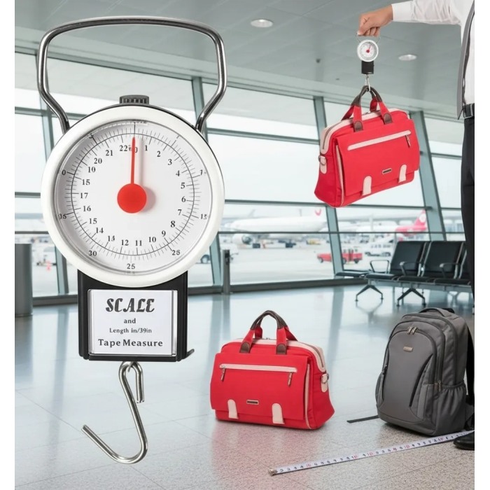 22 Kg/50lb Kancalı Tartı Aleti 1 Metre Mezuralı Askılı Balıkçı Terazisi ( Lisinya )