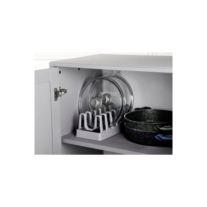 Tencere Kapağı Organizeri - 6 Bölmeli Tencere Kapak Rafı - Lisinya