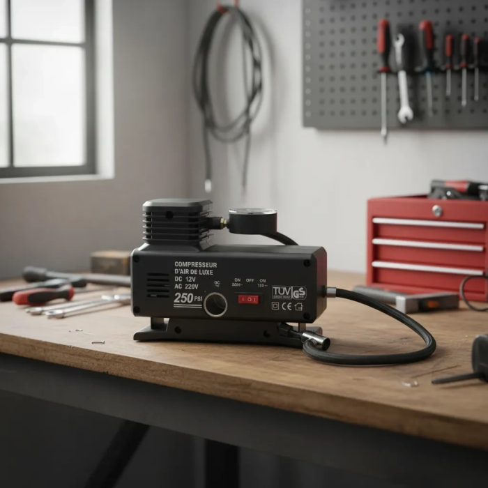 250 PSI Oto Hava Kompresörü - 220V ve 12V Uyumlu Yol Yardım Lastik Şişirme Pompası ( Lisinya )