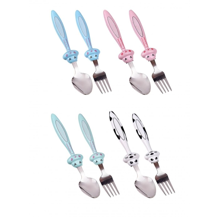 Mama Çatal Kaşık Seti - 18 cm - Pembe - Lisinya