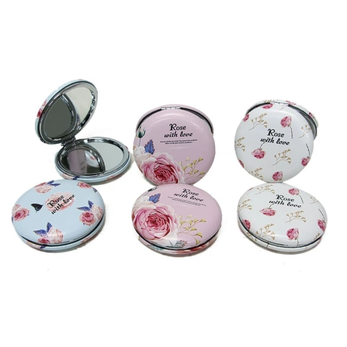 Cep Aynası Yuvarlak Tombul Flowers ( Lisinya )