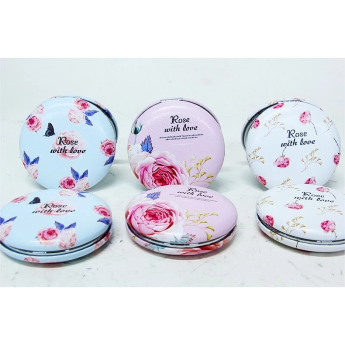 Cep Aynası Yuvarlak Tombul Flowers ( Lisinya )