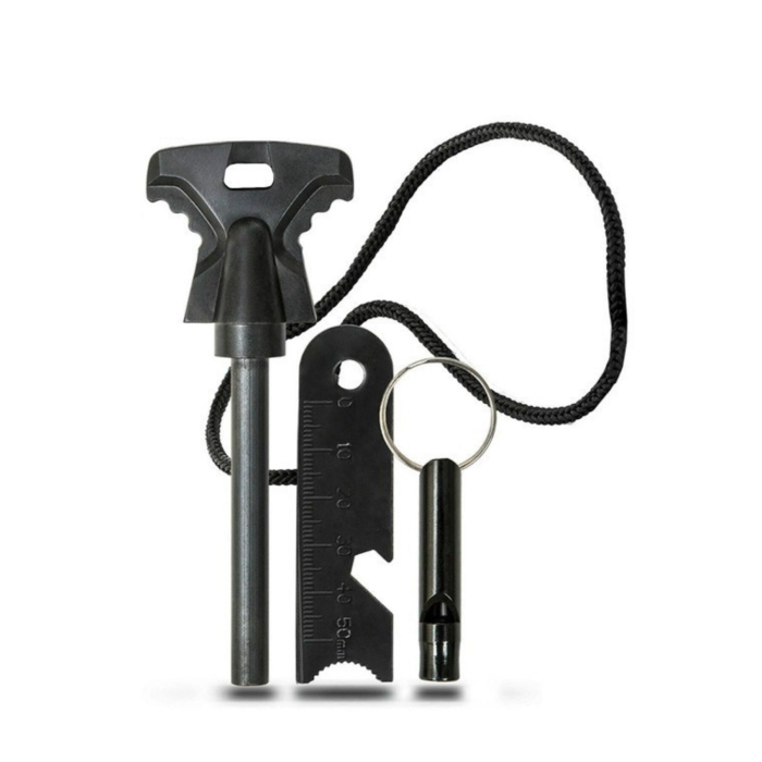 Acil Durum Magnezyum Çubuk Çakmaktaşı Hayatta Kalma Ateş Başlatıcı Çakmak Kiti Düdük Hediyeli ( Lisinya )