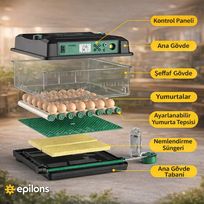 FX-128 Model Tam Otomatik Kuluçka Makinesi – Çift Katlı, Çift Güç Sistemli, Su Hazneli Yeni Nesil İnkübatör ( Lisinya )