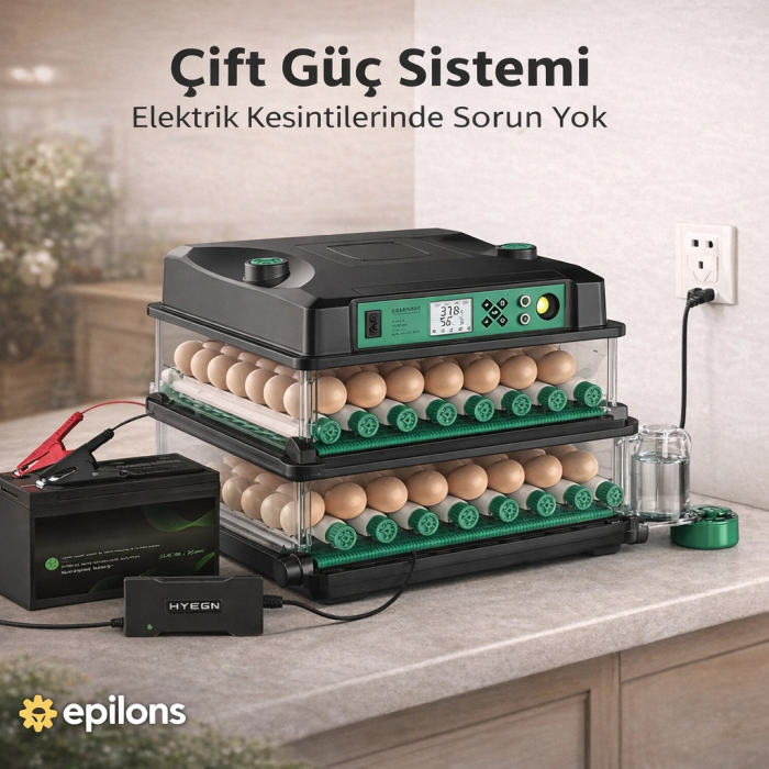 FX-128 Model Tam Otomatik Kuluçka Makinesi – Çift Katlı, Çift Güç Sistemli, Su Hazneli Yeni Nesil İnkübatör ( Lisinya )