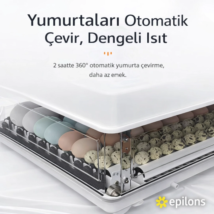 Wh-130 Kuluçka Makinesi -Tavuk Kaz Hindi Ördek ve Kuş Türleri Uyumlu Yedek Motor Hediyeli ( Lisinya )