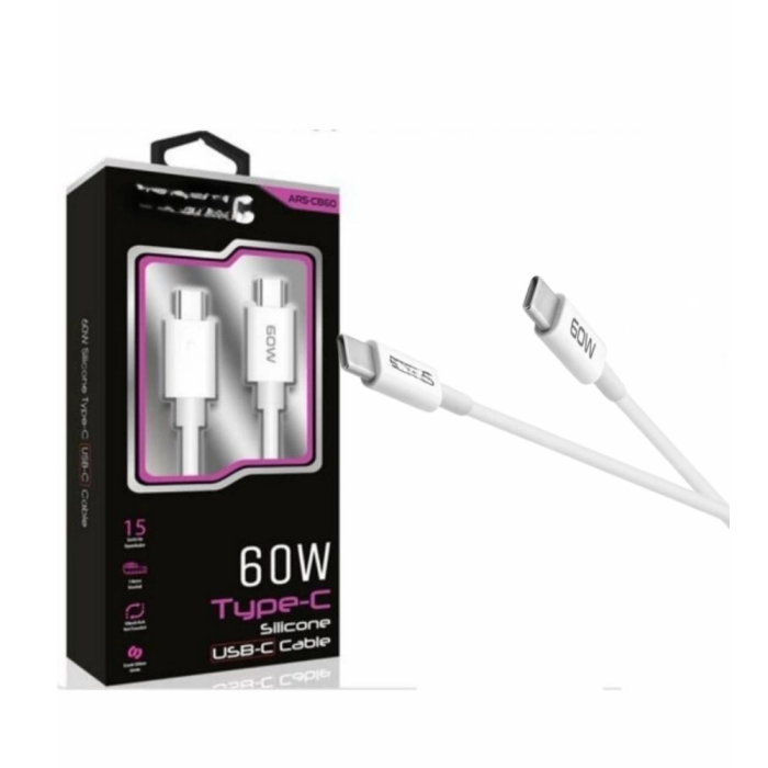 60W USB-C Type-C Silikon Şarj Kablosu Hızlı Şarj, Dayanıklı ve Esnek Tasarım, Tüm USB-C Cihazlarla Uyumlu ( Lisinya )