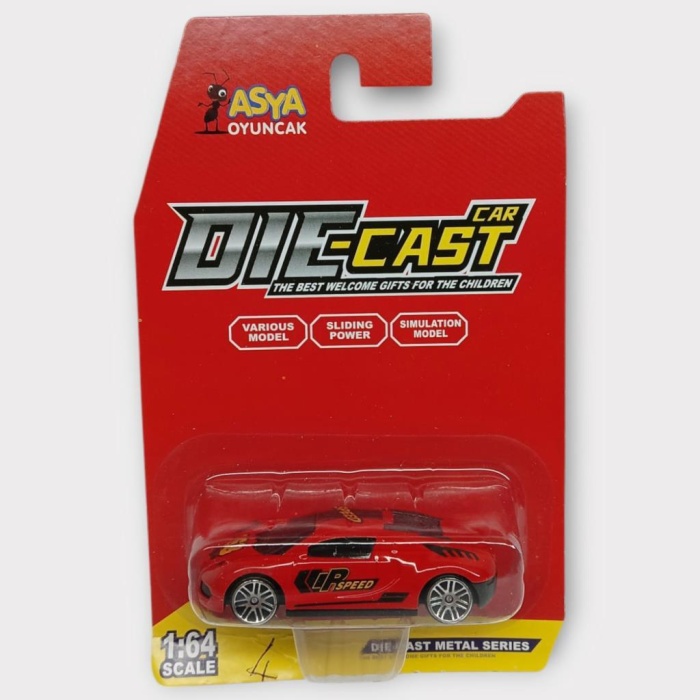 Metal Mini Arabalar  8 cm - Kırmızı - 4 (Lisinya)