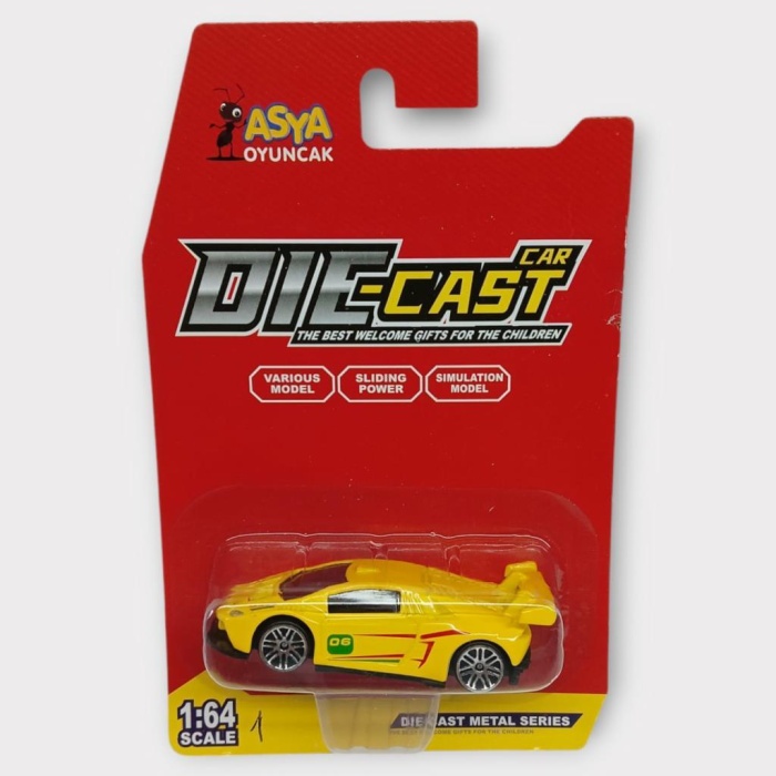 Metal Mini Arabalar  8 cm - Sarı - 1 (Lisinya)