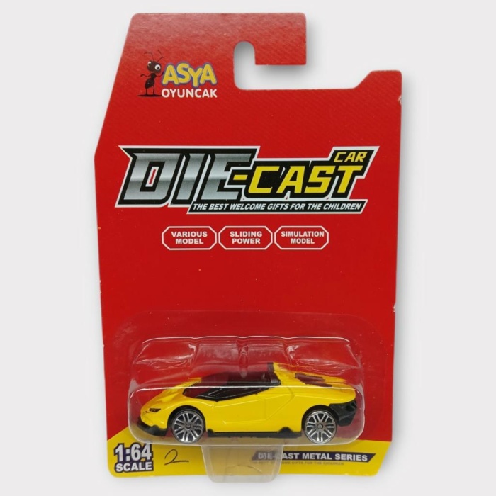 Metal Mini Arabalar  8 cm - Sarı - 2 (Lisinya)