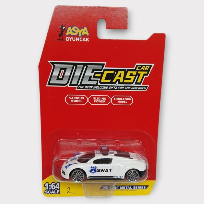 Metal Mini Polis Arabası  8 cm - Polis - 2 (Lisinya)