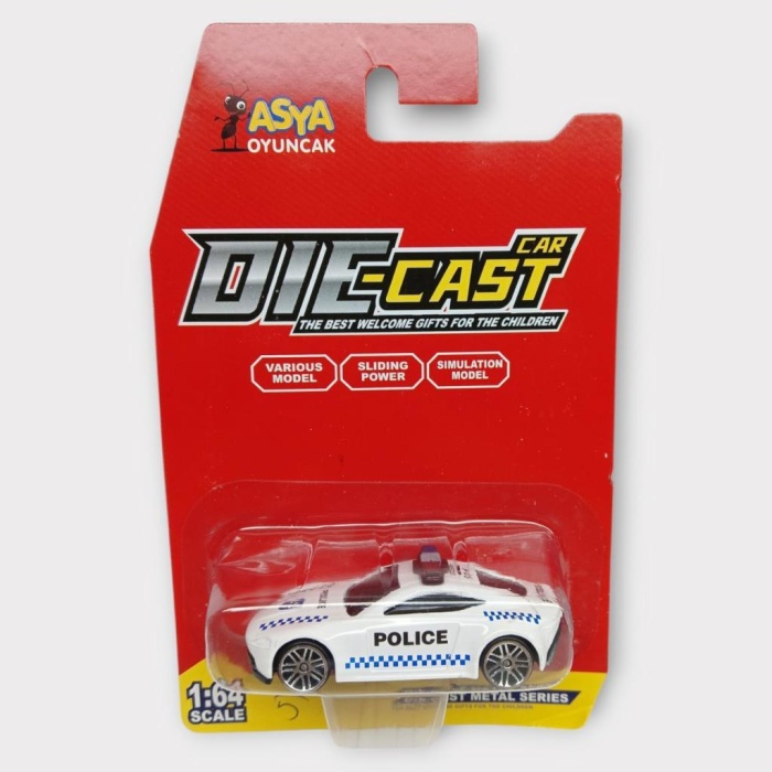 Metal Mini Polis Arabası  8 cm - Polis - 5 (Lisinya)