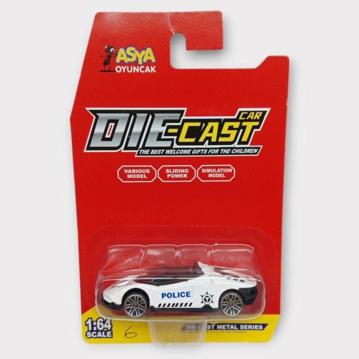 Metal Mini Polis Arabası  8 cm - Polis - 6 (Lisinya)