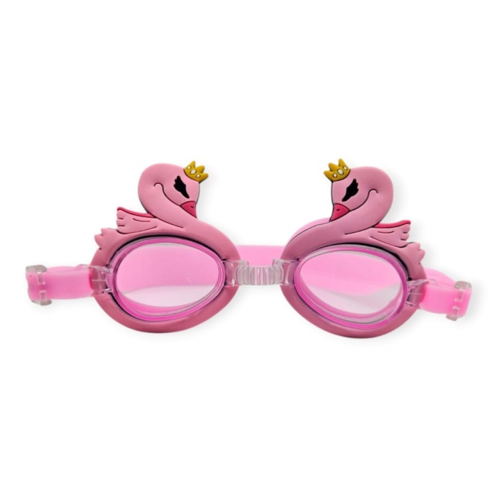 Çocuk Yüzücü Gözlüğü Silikon Taşıma Çantalı Pembe Kuğu - 9014 (Lisinya)