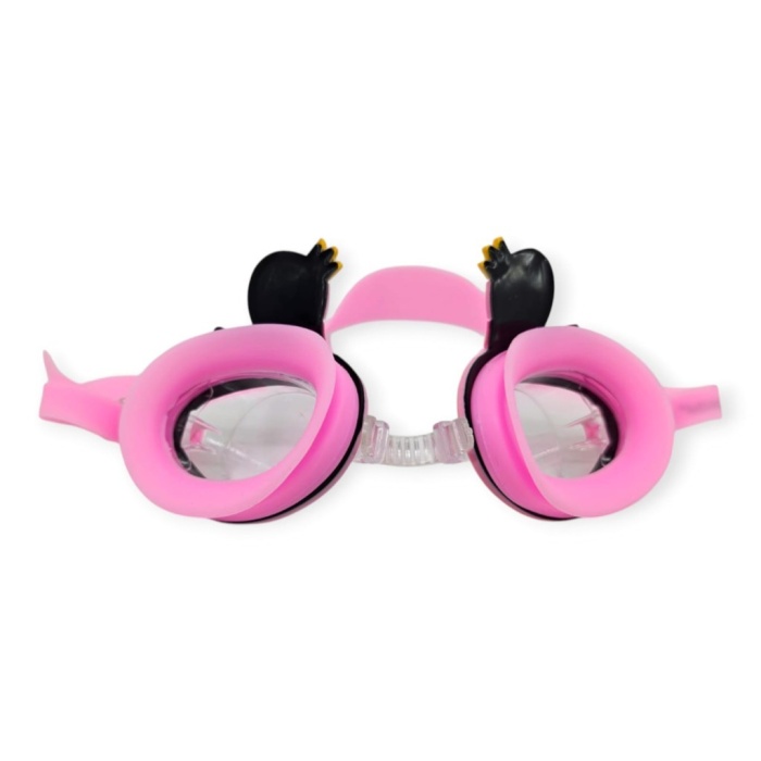 Çocuk Yüzücü Gözlüğü Silikon Taşıma Çantalı Pembe Kuğu - 9014 (Lisinya)