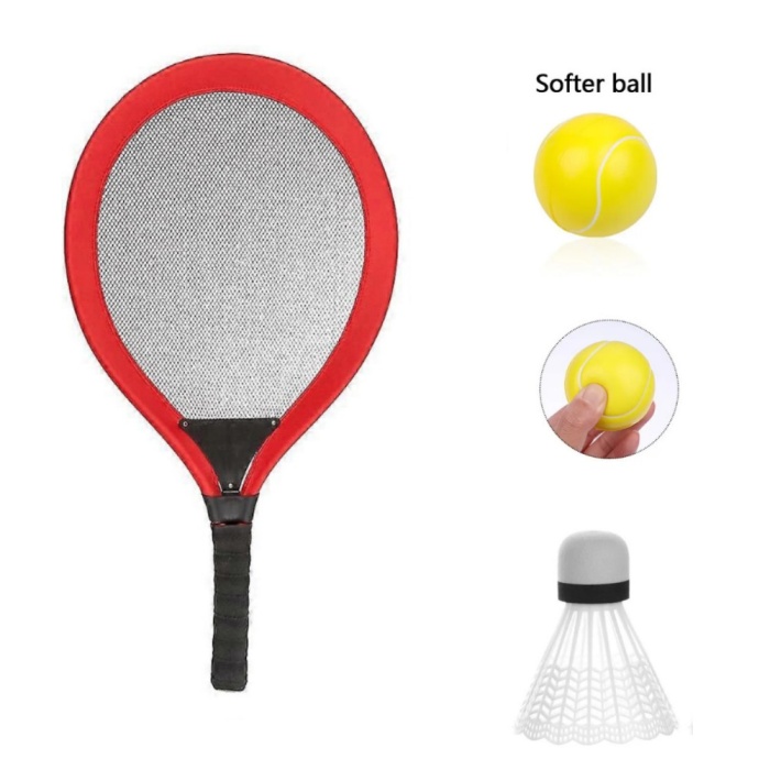 Badminton Seti ve Soft Tenis Topu - RKT-35 - Kırmızı (Lisinya)