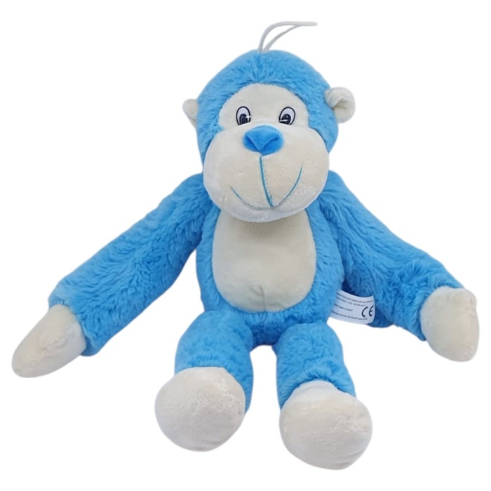 Peluş Maymun 40 cm - Yumuşak Peluş - G5501 - Mavi (Lisinya)