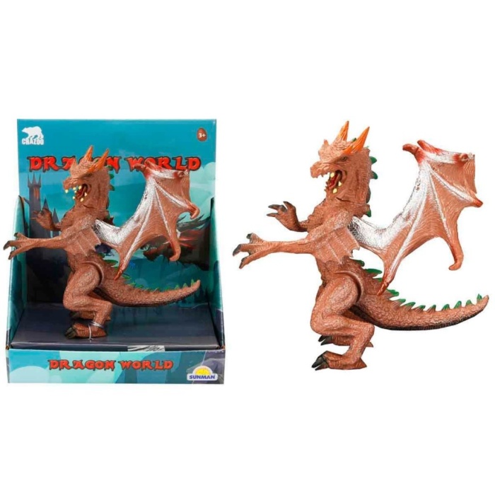 Standlı Ejderha Figürü  13 cm - Kahverengi (Lisinya)