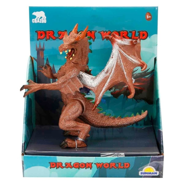 Standlı Ejderha Figürü  13 cm - Kahverengi (Lisinya)