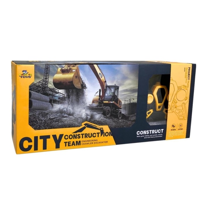 İş Makinaları Serisi - Şarjlı Uzaktan Kumandalı Excavator - Sarı (Lisinya)