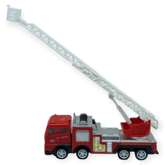 İş Makinaları Serisi - Sürtmeli İtfaiye Aracı 16 cm  - Uzayan Merdiven (Lisinya)