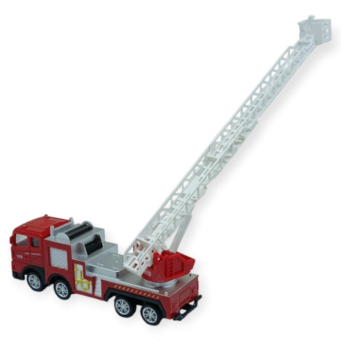 İş Makinaları Serisi - Sürtmeli İtfaiye Aracı 16 cm  - Uzayan Merdiven (Lisinya)
