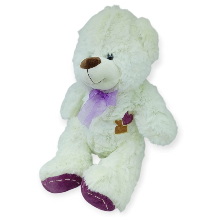Peluş Papyonlu Ayıcık 40 cm - Beyaz (Lisinya)