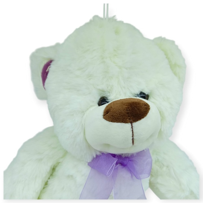 Peluş Papyonlu Ayıcık 40 cm - Beyaz (Lisinya)